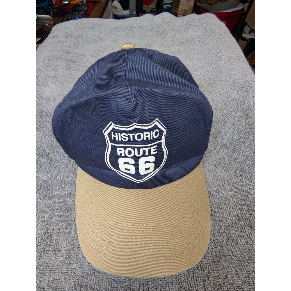 Cameo Route 66 Hat Men's‎ Blue Tan Ajustable Back